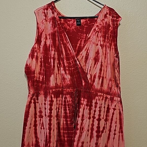 Agree Dress/Pretty Pink & white tie dye print/cross front/elastic waist & comfy! - Picture 1 of 6